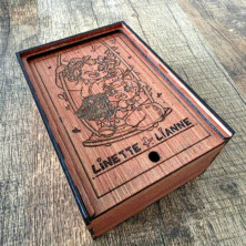 Custom Wooden box with Custom Illustration engraved on top Custom Wooden box with Custom Illustration engraved on top